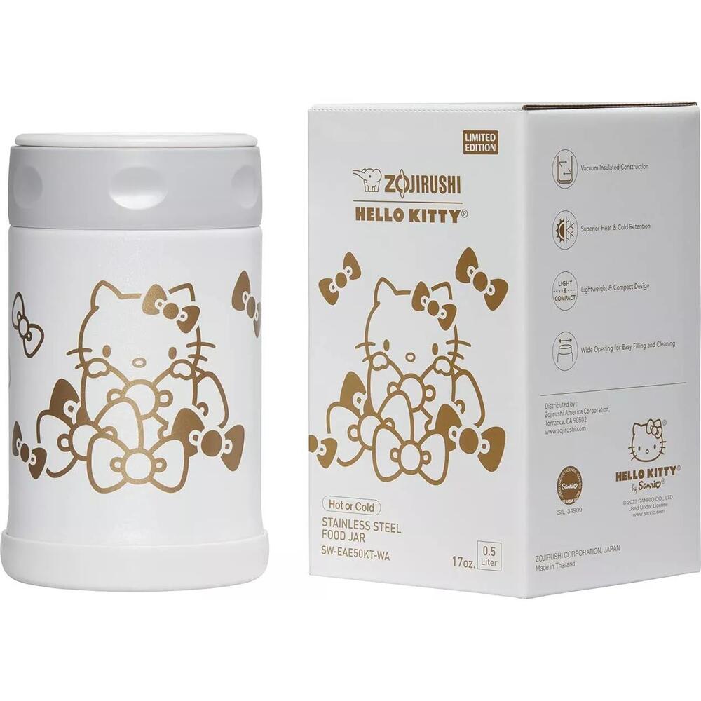 New! Stainless Steel Zojirushi x Hello Kitty Collection Food Jar‎ White 17 oz